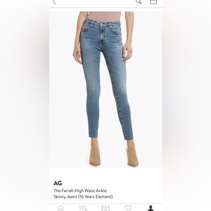 AG The Farrah High Waist Ankle Skinny Jeans women’s size 33